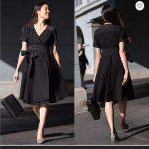 Betabrand Women's Sz. Small Carol Jean Indigo Short Sleeve Wrap Dress